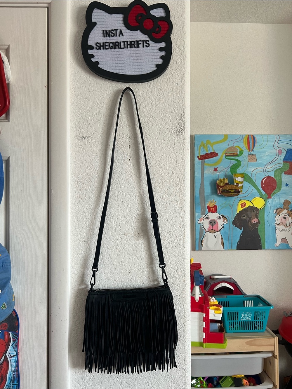 fringe black crossbody